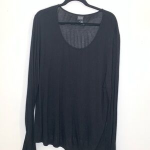 Eileen Fisher Black Long Sleeve Scoop Neck Blouse